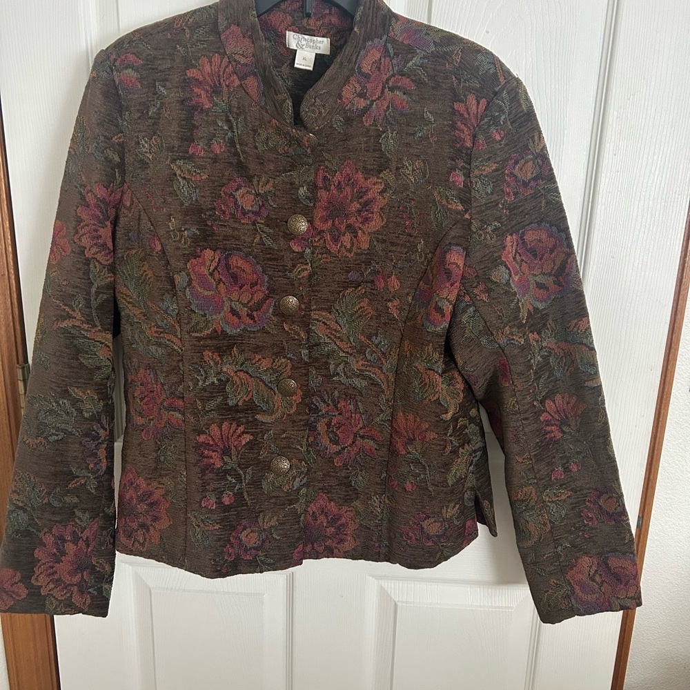 Christopher & Banks Floral Jacket - Brown and Pink
